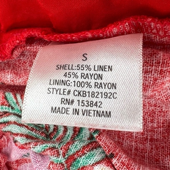 mi ami Red Floral Cinched Waist Paper Bag Pleated Shorts Size Small Women’s - Picture 5 of 5